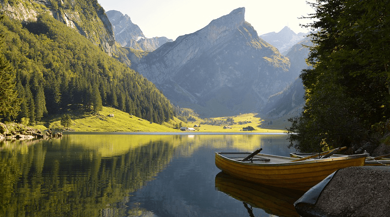 Water River Lake Mountains Alpine Boat Forest