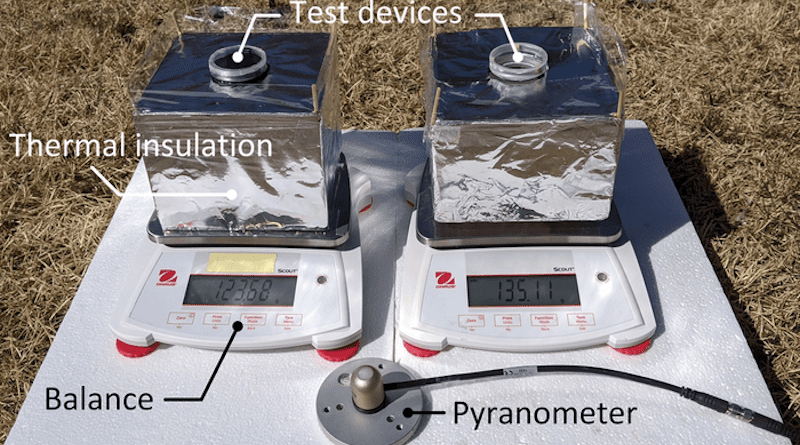 Researchers test two identical outdoor experimental setups placed next to each other. CREDIT: Image courtesy of Lenan Zhang, Xiangyu Li, Evelyn Wang, et al.