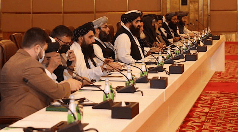 Taliban representatives meet with diplomats from the Gulf Cooperation Council (GCC) in Doha, Qatar, Feb. 14, 2022. (Twitter Photo)
