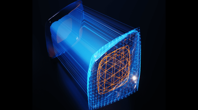 Artist’s rendition of a particle analyzed by a combination of machine learning, X-ray and electron microscopy. CREDIT: Ella Maru Studio