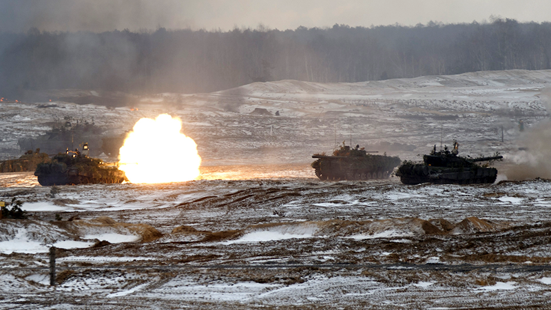 Tanks during joint exercises of the armed forces of Russia and Belarus. Photo Credit: Mil.ru