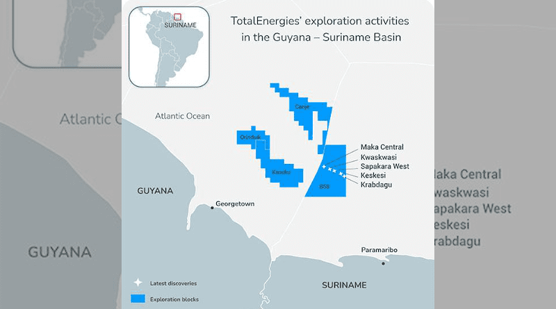TotalEnergies's exploration activities in the Guyana - Suriname Basis. Credit: TotalEnergies