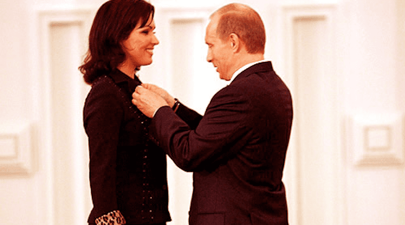 Russian opera singer Anna Netrebko and Vladimir Putin, 2004 Russian Federation National Award. Photo Credit: Kremlin.ru