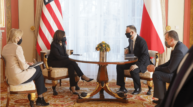 US Vice President Kamala Harris with Poland's President Andrzej Duda. Photo Credit: The White House
