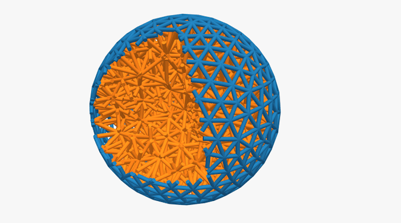 Wrapping an elastic ball (orange) in a layer of tiny robots (blue) allows researchers to program shape and behaviour. CREDIT: Jack Binysh
