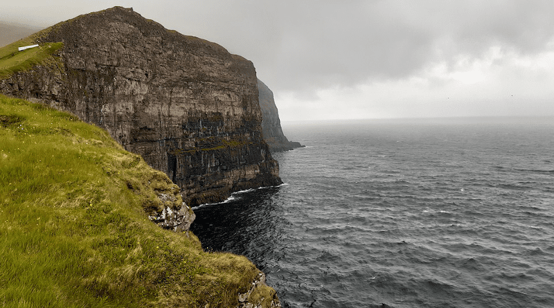 Faroe Islands Gjógv Landscape Cliff Nature Cloudy North Atlantic