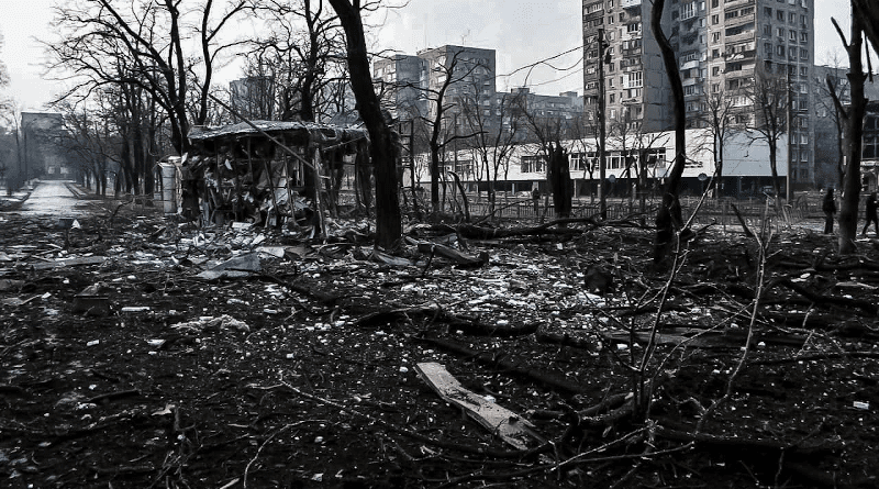 Aftermath of Russian bombing in Ukraine. Photo Credit: mvs.gov.ua