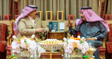 Saudi Arabia’s King Salman and Bahrain’s King Hamad meet in Riyadh. (SPA)
