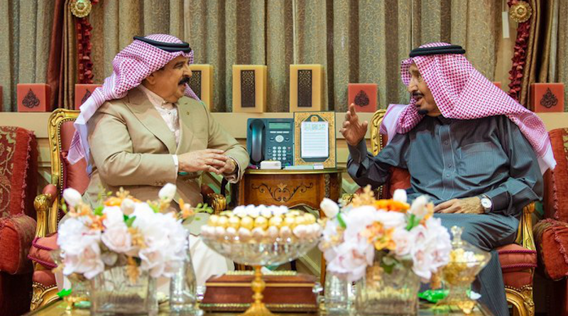 Saudi Arabia’s King Salman and Bahrain’s King Hamad meet in Riyadh. (SPA)