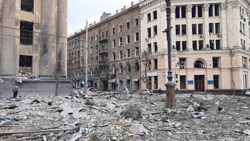 Aftermath of Russian bombing in Ukraine. Photo Credit: Mehr News Agency