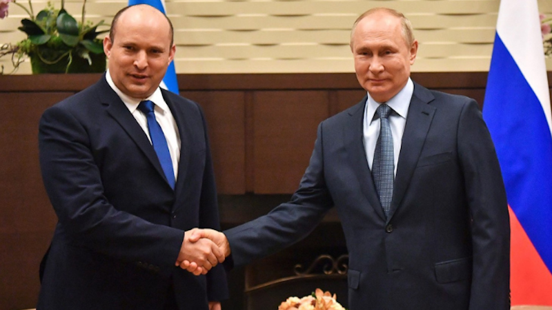 File photo of Israeli PM Naftali Bennett with Russian President Vladimir Putin. Photo Credit: Kremlin.ru