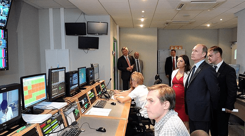 Russia's President Vladimir Putin during a visit to the new RT broadcasting centre. Photo Credit: Kremlin.ru