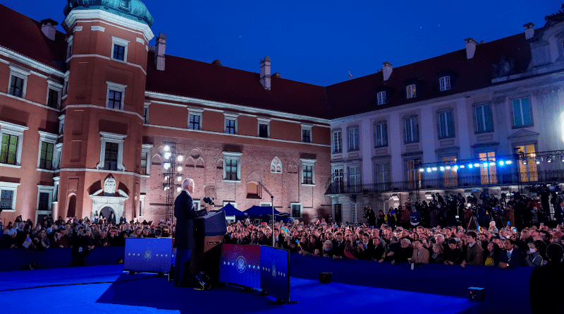 U.S. President Joe Biden delivers a speech about the Russian invasion of Ukraine, at the Royal Castle. Photo Credit: The White House