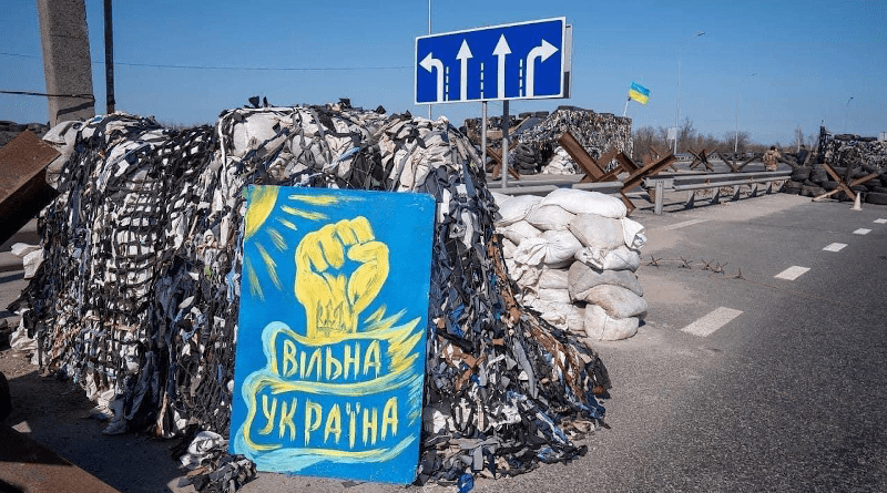 Barricades on a highway in Ukraine. Photo Credit: Ukraine Ministry of Defense