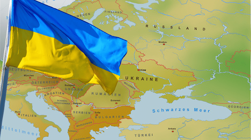 russia ukraine flag map europe