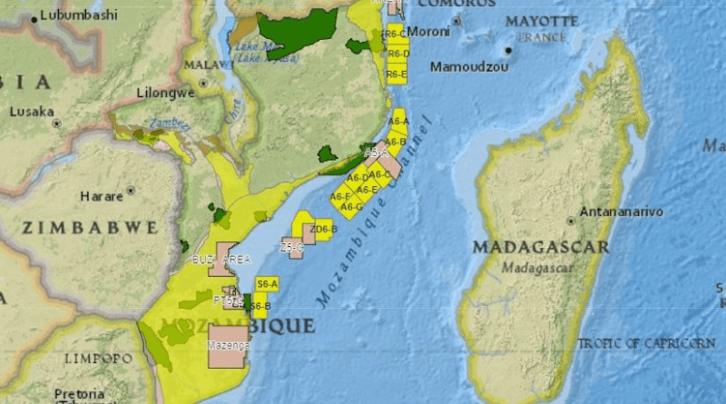 Mozambique and location of oil and gas exploration blocks (illustration supplied)