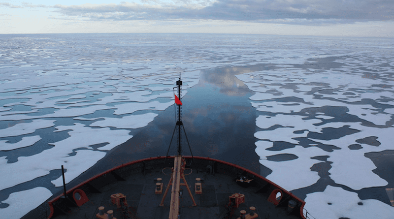 U.S. Coast Guard Cutter Healy in the Beaufort Sea CREDIT: By NASA Goddard Photo and Video is marked with CC BY 2.0.