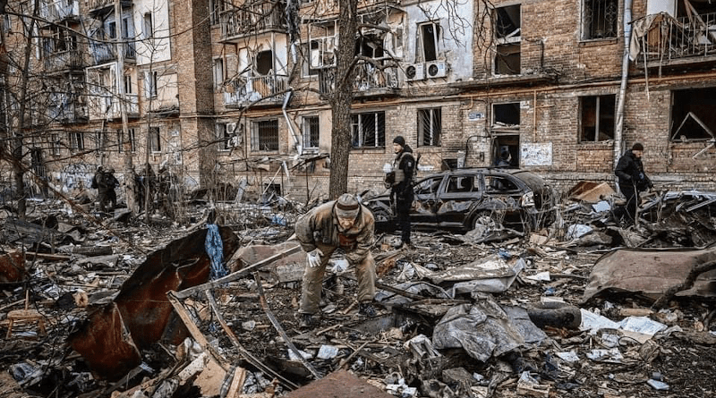 Aftermath of Russian bombing in Ukraine. Photo Credit: Ukraine Defense Ministry