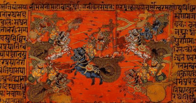 The Mahabharata and manuscript illustration of the battle of Kurukshetra. Credit: Public domain, Wikipedia Common