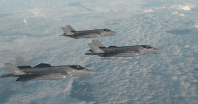 Royal Netherlands Air Force F-35 fighter aircraft during their deployment flight to Graf Ignatievo, Bulgaria. Photo by Royal Netherlands Air Force.