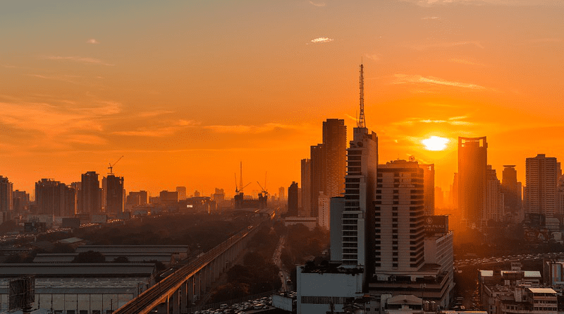 City Bangkok Sunrise Baiyoke Cityscape Brown City Thailand