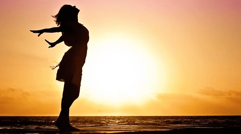 breath breathe breathing Woman Silhouette Sunset Beach Sea Ocean Horizon