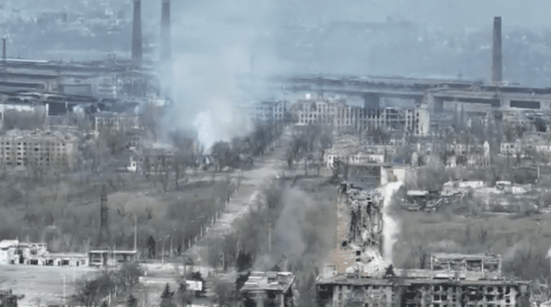 Aftermath of Russian bombing in Mariupol, Ukraine. Photo Credit: Ukraine Defense Ministry video screenshot