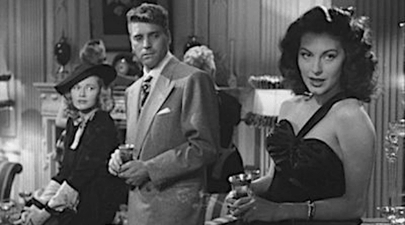 Lilly (Virginia Christine), the Swede (Burt Lancaster) and Kitty (Ava Gardner) in The Killers. Photo Credit: The Killers trailer, public domain, Wikipedia Commons