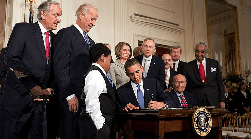 US President Barack Obama signs the Patient Protection and Affordable Care Act on March 23, 2010. Photo Credit: Pete Souza, White House, Wikipedia Commons
