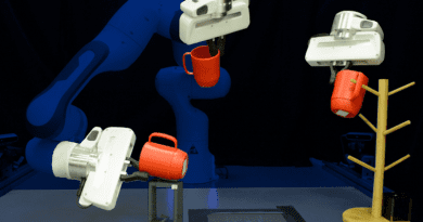 MIT researchers have developed a system that enables a robot to learn a new pick-and-place task based on only a handful of human examples. This could allow a human to reprogram a robot to grasp never-before-seen objects, presented in random poses, in about 15 minutes. CREDIT Image courtesy of Anthony Simeonov, Yilun Du, Pulkit Agrawal, et al.