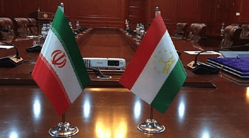 Flags of Iran and Tajikistan. Photo Credit: Tasnim News Agency