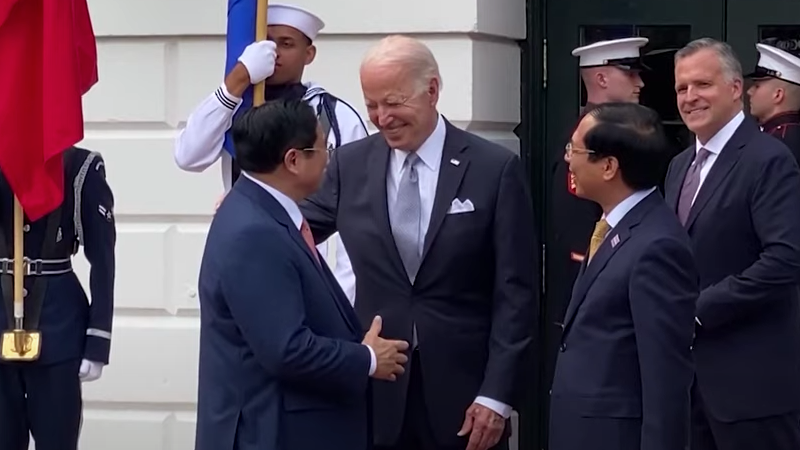 US President Joe Biden meets Vietnam's Prime Minister Pham Minh Chinh. Photo Credit: White House video screenshot