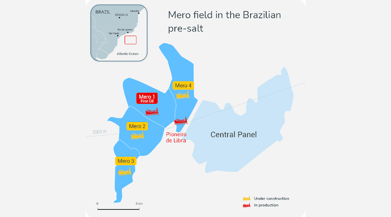 Location of the Mero field in the Libra block, more than 150 kilometers off the coast of Rio de Janeiro, Brazil. Credit: TotalEnergies
