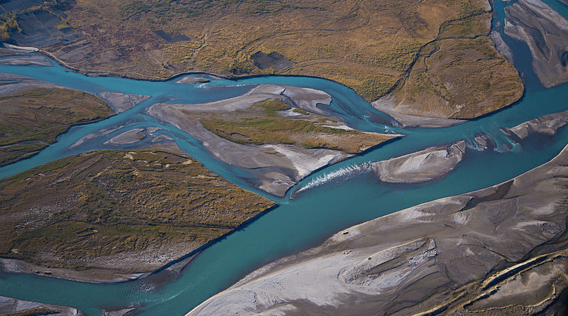 Aerial photo of Kabul River flood-plain east of Kabul, Afghanistan. Photo Credit: philmofresh, Wikipedia Commons