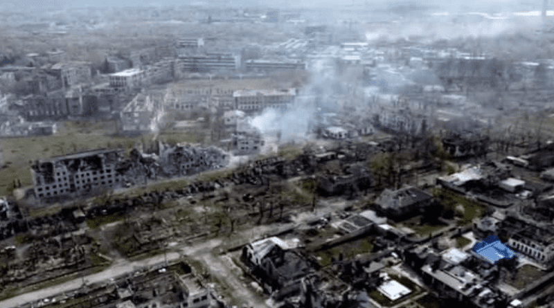 Russian bombing of Rubizhe in the Luhansk region of Ukraine. Photo Credit: Ukraine Defense Ministry