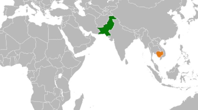 Locations of Cambodia (orange) and Pakistan. Credit: Wikipedia Commons