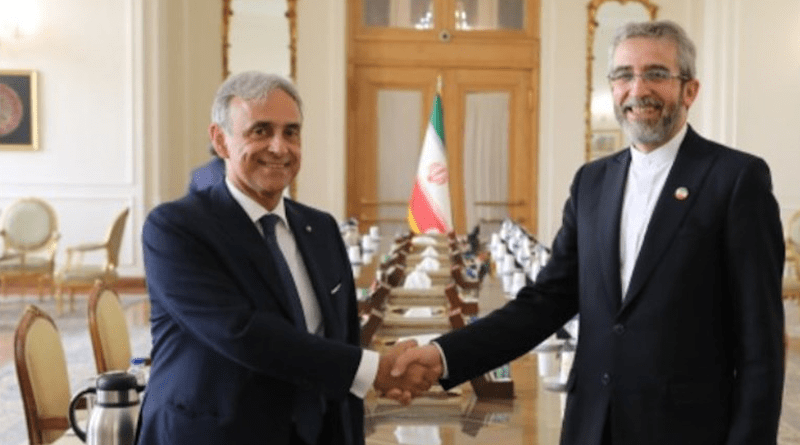 Iranian Deputy Foreign Minister Ali Baqeri and Italian Foreign Ministry’s Director General Ettore Sequi Photo Credit: Tasnim News Agency