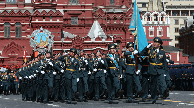 Cadets of the Military Institute of the Kazakh Ground Forces march in the 2015 Moscow Victory Day Parade. Photo Credit: Mil.ru