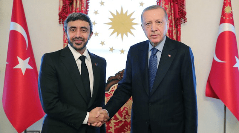 Turkey’s President Recep Tayyip Erdogan with Sheikh Abdullah bin Zayed, the UAE’s minister of foreign affairs and international cooperation, in Istanbul. (WAM)