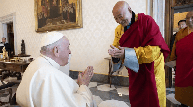 Pope Francis met with an interreligious delegation including leaders of Buddhism in Mongolia. Photo Credit: Vatican Media