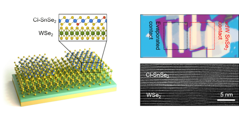 Structure of the two-dimensional semiconductor electronic device implemented in this study (left) and its image captured through an electron microscope (right) CREDIT: Korea Institute of Science and Technology (KIST)