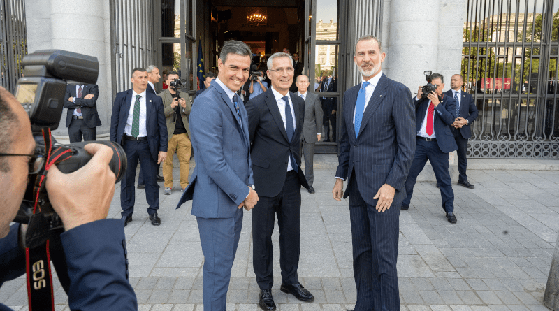 Spain's Prime Minister Pedro Sánchez, NATO Secretary General Jens Stoltenberg and His Majesty King Felipe VI. Photo Credit: NATO