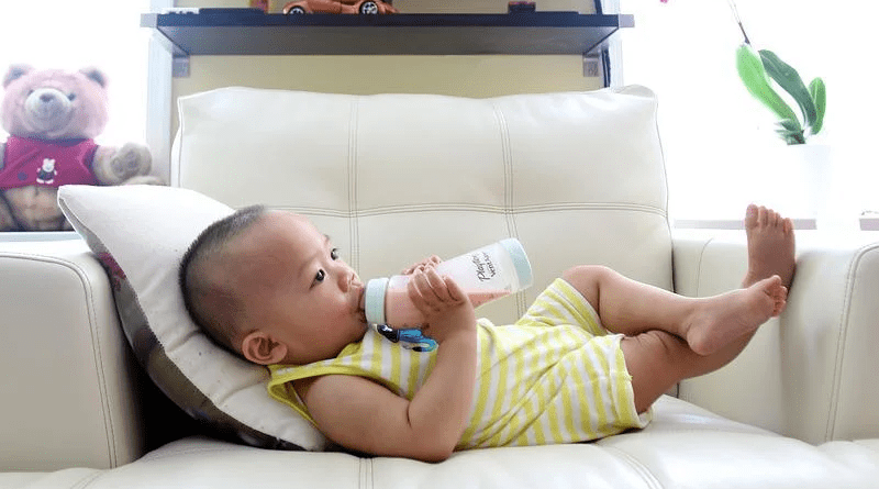 Drinking Milk Bottle Milk Kid Son Relaxing Relax Baby