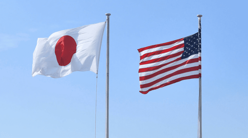 Flags of Japan and United States. Photo Credit: Air Force Staff Sgt. Peter Reft