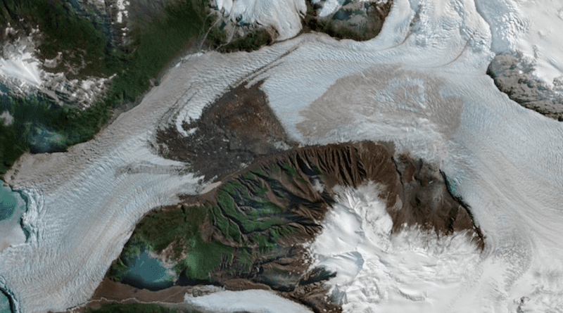 Using satellite imagery to study the effects of a 2019 landslide on the Amalia Glacier in Patagonia, a University of Minnesota-led research team found the landslide helped stabilize the glacier and caused it to grow by about 1,000 meters over the last three years. CREDIT: Max Van Wyk de Vries, University of Minnesota