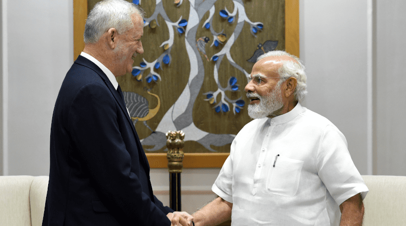 The Deputy Prime Minister and Defence Minister of Israel, Lt. Gen (Res) Benjamin Gantz with India's PM Narendra Modi. Photo Credit: India PM Office