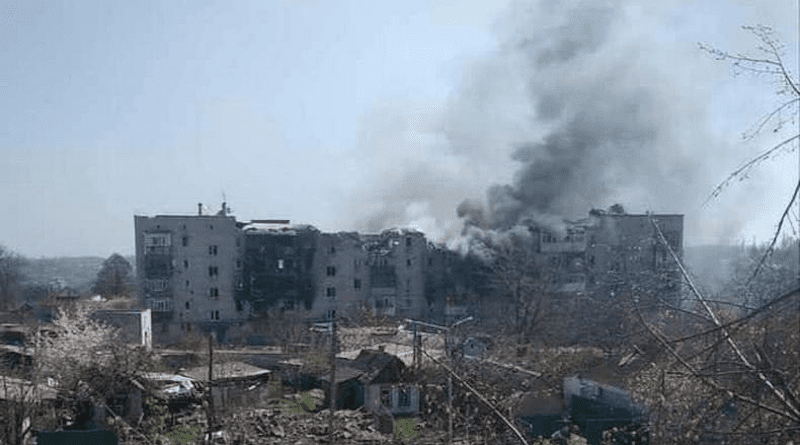 Buildings in Sievierodonetsk, Ukraine destroyed by Russian artillery fire. Photo Credit: National Police of Ukraine, Wikipedia Commons