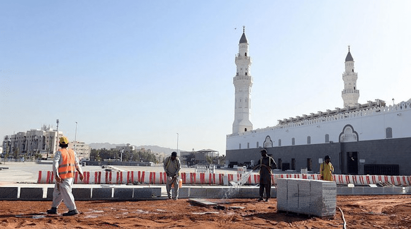 Expansion work has begun at the Quba Mosque in Madinah, Saudi Arabia. (SPA)