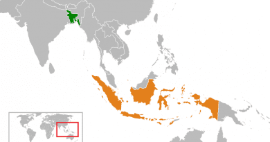 Map indicating locations of Bangladesh and Indonesia (orange). Credit: Wikipedia Commons