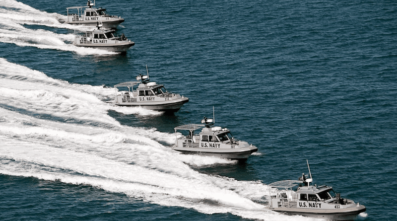 Several 34-foot Dauntless Sea-Ark's from Maritime Expeditionary Security Squadron 3 patrol the waters of San Diego Bay, Feb. 19, 2009. The U.S. recently pledged ten of these vessels to Ukraine as part of a $450 million security assistance package. Photo Credit: US Navy